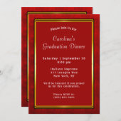 Red Gold Frame Dinner Abschluss Einladung (Vorne/Hinten)