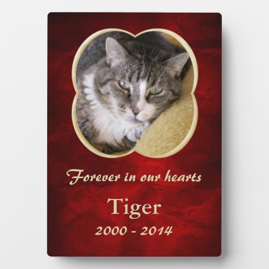 Red Gold Frame PET Memorial Template Fotoplatte (Vorderseite)