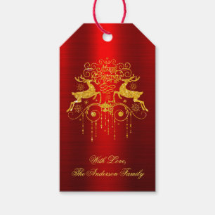 Red Gold Frohe Weihnachtsgeschenk-Tags Geschenkanhänger