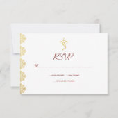 Red & Gold Ganesha und Mehndi Indian UAWG RSVP Karte (Vorderseite)