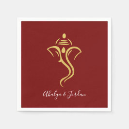 Red & Gold Ganesha Wedding Party Serviette