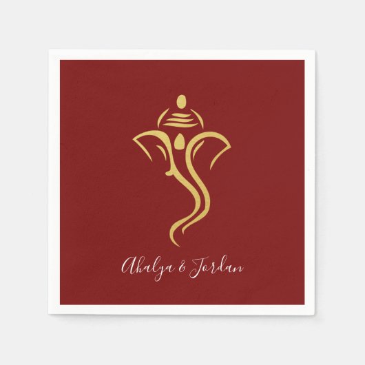 Red & Gold Ganesha Wedding Party Serviette (Vorderseite)