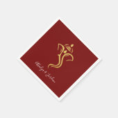 Red & Gold Ganesha Wedding Party Serviette (Ecke)