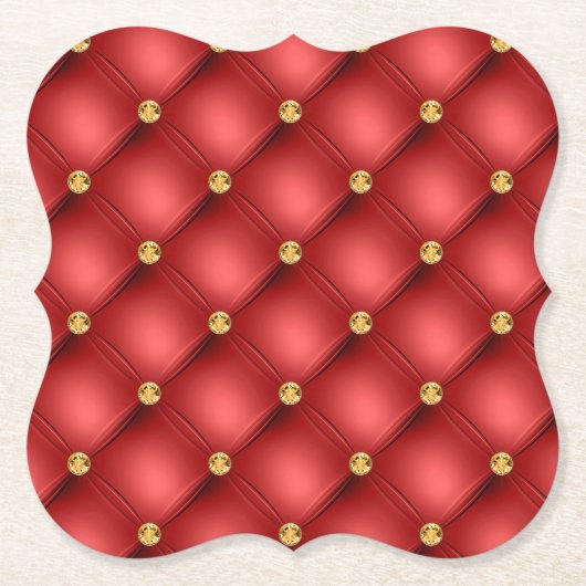 Red Gold Gemstone Paper Untersetzer (Vorderseite)