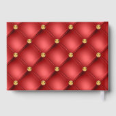 Red Gold Gemstone Tufed Custom Text Gästebuch (Rückseite)