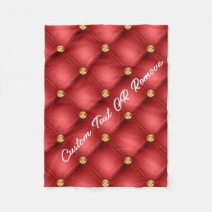 Red Gold Gemstone Tuft Fleece Blanken Custom Text