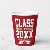 Red|Gold Geschlossen Class Year Paper Cups Pappbecher (Vorderseite)