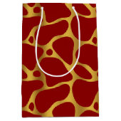 Red & Gold Giraffe Muster Mittlere Geschenktasche Geschenktüte (Vorderseite)