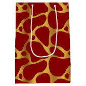 Red & Gold Giraffe Muster Mittlere Geschenktasche Geschenktüte (Rückseite)