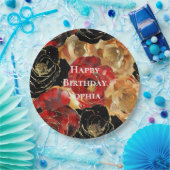 Red Gold Glam Blume Geburtstag Pappteller (Party)