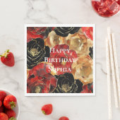 Red Gold Glam Blume Geburtstag Serviette (Beispiel)