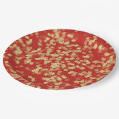 Red Gold Glam Confetti Pappteller (Schrägansicht)
