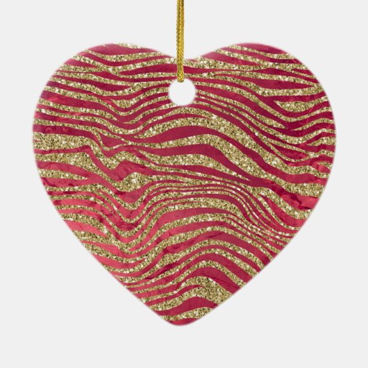 Red Gold Glam Leopard Keramik Ornament (Hinten)