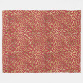 Red Gold Glam Leopard Print Fleecedecke (Vorderseite (Horizontal))