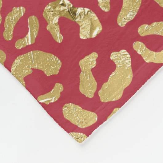 Red Gold Glam Leopard Print Fleecedecke (Ecke)