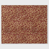 Red Gold Glam Leopard Print Geschenkpapier (Flach)