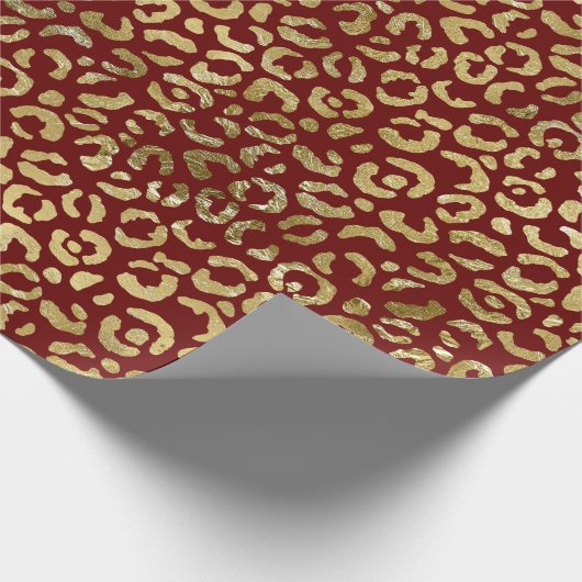 Red Gold Glam Leopard Print Geschenkpapier (Ecke)