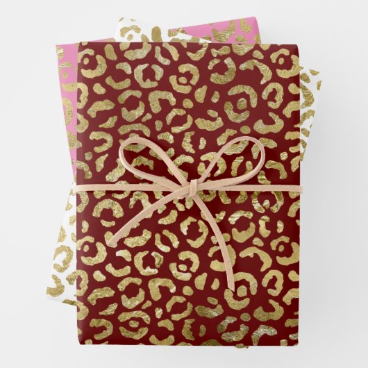 Red Gold Glam Leopard Print Geschenkpapier Set (Beispiel)