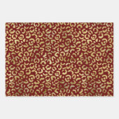 Red Gold Glam Leopard Print Geschenkpapier Set (Vorderseite)