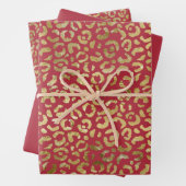 Red Gold Glam Leopard Print Geschenkpapier Set (Beispiel)