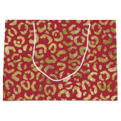 Red Gold Glam Leopard Print Große Geschenktüte (Vorderseite)