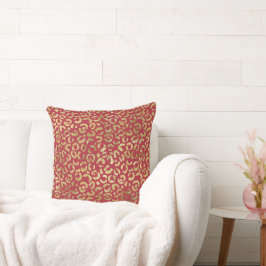 Red Gold Glam Leopard Print Kissen