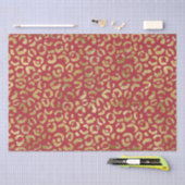 Red Gold Glam Leopard Print Seidenpapier (Handwerk)