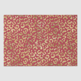 Red Gold Glam Leopard Print Seidenpapier