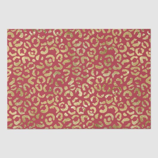 Red Gold Glam Leopard Print Seidenpapier (Vorderseite)