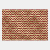 Red Gold Glam Zigzag Streifen Weihnachten Geschenkpapier Set (Vorderseite)
