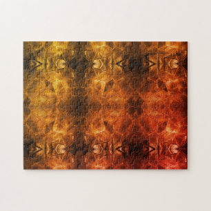Red Gold Glass Sheen Fiery Tribal Style Warme Töne Puzzle