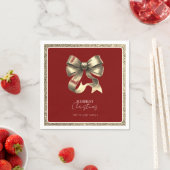 Red Gold Glitter Bow Weihnachtsbuch Napkin Serviette (Beispiel)