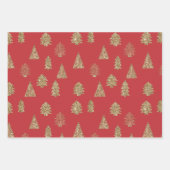 Red Gold Glitter Christmas Trees   Geschenkpapier Set (Vorderseite 3)