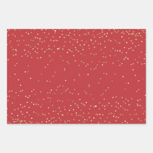 Red Gold Glitter Christmas Trees   Geschenkpapier Set (Vorderseite)
