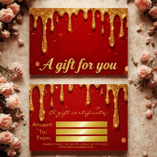 Red & Gold Glitter Drip Gift Card