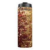 Red Gold Glitter Festive Confetti Thermosbecher (Vorderseite)
