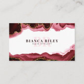 Red Gold Glitzer Agate HairStylist Initiallogo Visitenkarte (Rückseite)