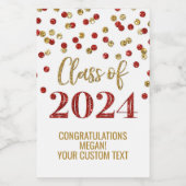 Red Gold Glitzer Confetti Abschluss Weinetikett (Einzelnes Label)