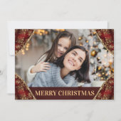 Red & Gold Glitzer Corners Foto Weihnachten (Vorderseite)