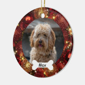 Red Gold Glitzer Custom Pet Puppy Dog Foto Keramik Ornament (Links)