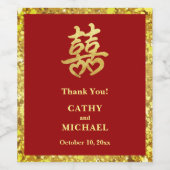 Red gold Glitzer doppeltes Glück vielen Dank Weinetikett (Einzelnes Label)