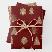 Red Gold Glitzer Glam Weihnachtsbaumen Geschenkpapier Set (Beispiel)