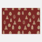 Red Gold Glitzer Glam Weihnachtsbaumen Geschenkpapier Set (Vorderseite)