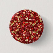 Red Gold Glitzer Hearts Button (Vorderseite)