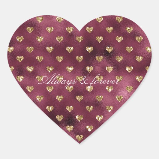 Red Gold Glitzer Hearts Herz-Aufkleber (Vorderseite)
