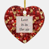 Red Gold Glitzer Hearts Keramik Ornament (Vorne)