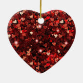 Red Gold Glitzer Hearts Keramik Ornament (Hinten)