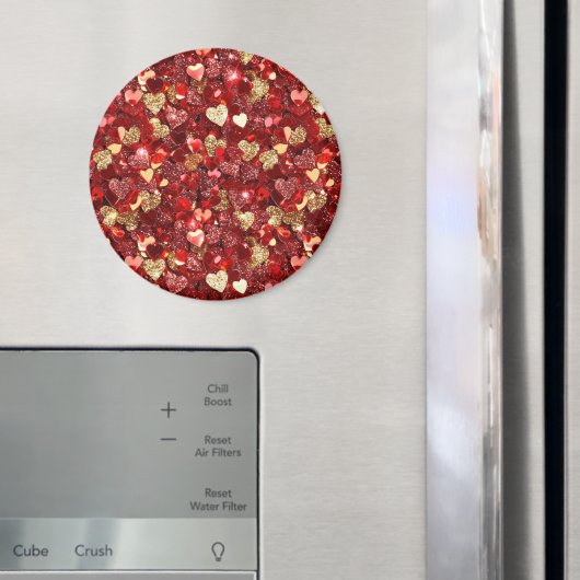 Red Gold Glitzer Hearts Magnet (In Situ (Kühlschrank))