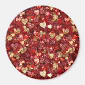 Red Gold Glitzer Hearts Magnet (Vorne)