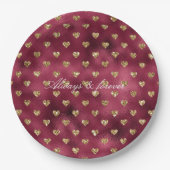 Red Gold Glitzer Hearts Pappteller (Vorderseite)